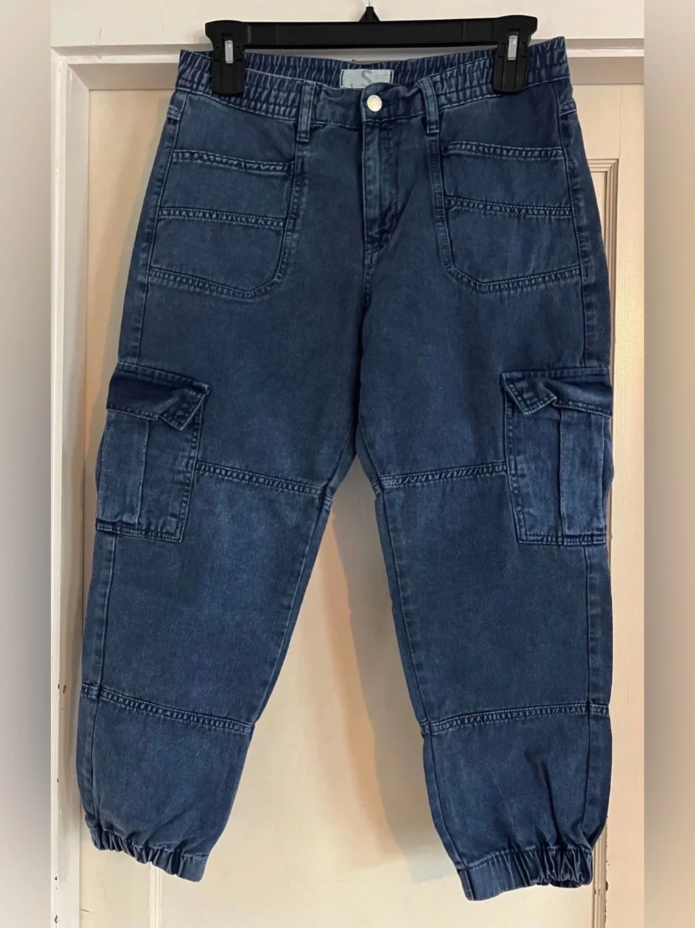 We The Free Free People Platoon Cargo Jogger Pants Denim Blue Size Small